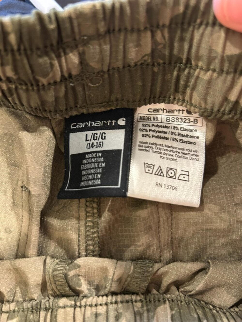 LG 14/16 Boys Carhartt Camouflage Rugged Flex Shorts - Picture 6 of 7